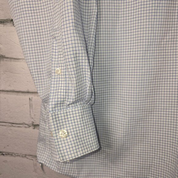KENNETH COLE REACTION MENS LONG SLEEVE BUTTON DOWN WHITE AND BLUE PLAID SIZE XL - Picture 2 of 7